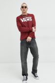 Бавовняна кофта Vans чоловіча колір бордовий з принтом (2979566)