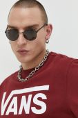 Бавовняна кофта Vans чоловіча колір бордовий з принтом (2979566)