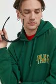 Бавовняна кофта Vans чоловіча колір зелений з капюшоном з принтом (3013221)