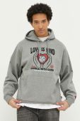 Кофта Vans чоловіча колір сірий з капюшоном візерунок