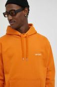 Бавовняна кофта Les Deux чоловіча колір помаранчевий з капюшоном з аплікацією