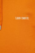 Бавовняна кофта Les Deux чоловіча колір помаранчевий з капюшоном з аплікацією