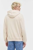 Бавовняна кофта HUGO чоловіча колір бежевий з капюшоном однотонна (3480619)