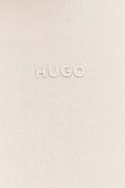 Бавовняна кофта HUGO чоловіча колір бежевий з капюшоном однотонна (3480619)