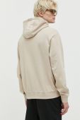 Бавовняна кофта HUGO чоловіча колір бежевий з капюшоном однотонна (3127753)