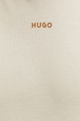 Бавовняна кофта HUGO чоловіча колір бежевий з капюшоном однотонна (3127753)