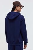 Бавовняна кофта HUGO чоловіча колір синій з капюшоном однотонна (3581892)