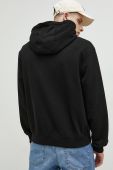 Бавовняна кофта HUGO чоловіча колір чорний з капюшоном однотонна (3127748)