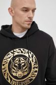 Кофта Just Cavalli чоловіча колір золотий з капюшоном з принтом