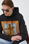 Кофта Just Cavalli чоловіча колір чорний з капюшоном з принтом