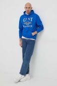 Кофта Gant чоловіча з капюшоном з принтом колір блакитний