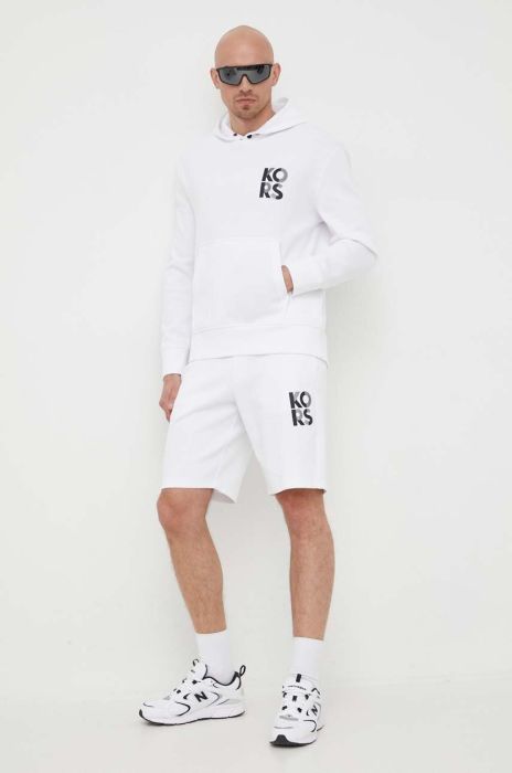 Кофта Michael Kors чоловіча колір білий з капюшоном з принтом