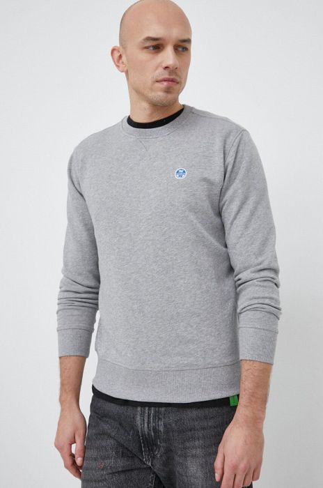 Бавовняна кофта North Sails чоловіча колір сірий з аплікацією