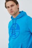 Бавовняна кофта North Sails чоловіча з капюшоном з принтом колір блакитний (3081658)