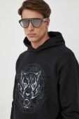 Кофта PLEIN SPORT чоловіча колір чорний з капюшоном з принтом (3187879)
