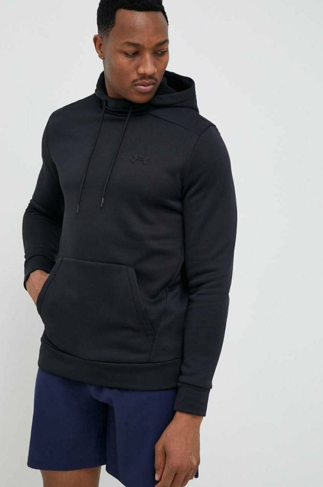 Кофта Under Armour колір чорний з капюшоном однотонна