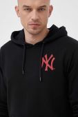 Кофта 47brand MLB New York Yankees чоловіча колір чорний з капюшоном з принтом (3259226)