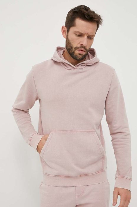Кофта 4F чоловіча колір рожевий з капюшоном меланж (3241029)