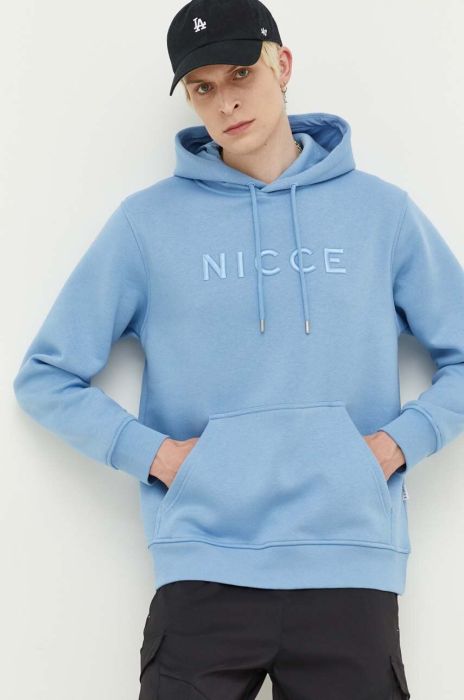 Кофта Nicce чоловіча з капюшоном з аплікацією колір блакитний