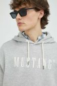 Кофта Mustang чоловіча колір сірий з капюшоном з принтом