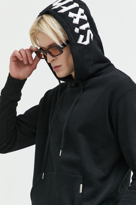 Кофта Sixth June чоловіча колір чорний з капюшоном з аплікацією (3139818)