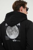 Кофта Alpha Industries x Nasa чоловіча колір чорний з капюшоном з принтом