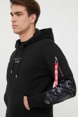 Кофта Alpha Industries чоловіча колір чорний з капюшоном з принтом (3122282)