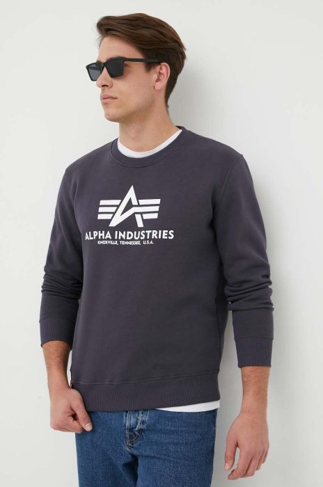 Кофта Alpha Industries чоловіча колір синій з принтом 178302.02-Navy