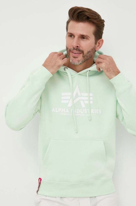 Кофта Alpha Industries чоловіча колір зелений з принтом 178312.43-Mint