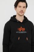 Кофта Alpha Industries чоловіча колір чорний з капюшоном з принтом (3122336)