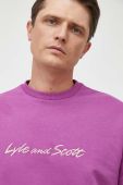 Бавовняна кофта Lyle & Scott чоловіча колір рожевий з аплікацією