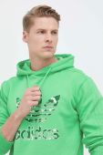 Кофта adidas Originals чоловіча колір зелений з капюшоном з принтом