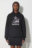 Бавовняна кофта Reebok Classic колір чорний з капюшоном з принтом HT8178-BLACK