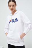 Кофта Fila колір білий з капюшоном з принтом