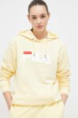 Кофта Fila колір жовтий з капюшоном з принтом