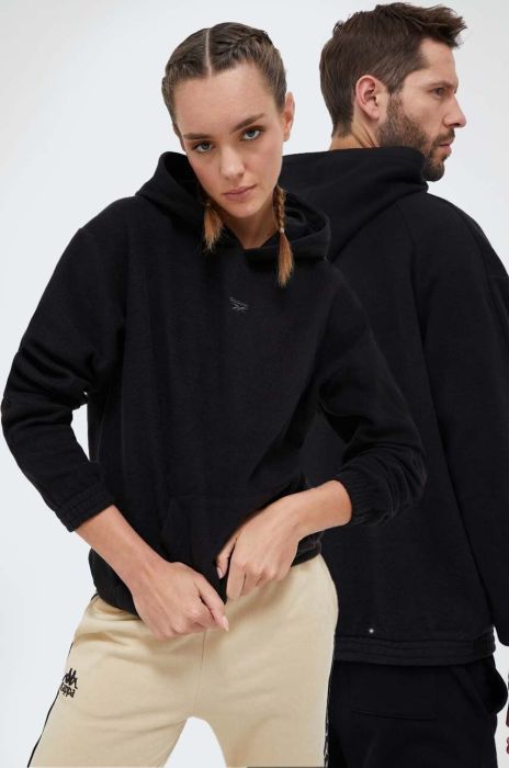 Кофта Reebok Classic колір чорний з капюшоном однотонна