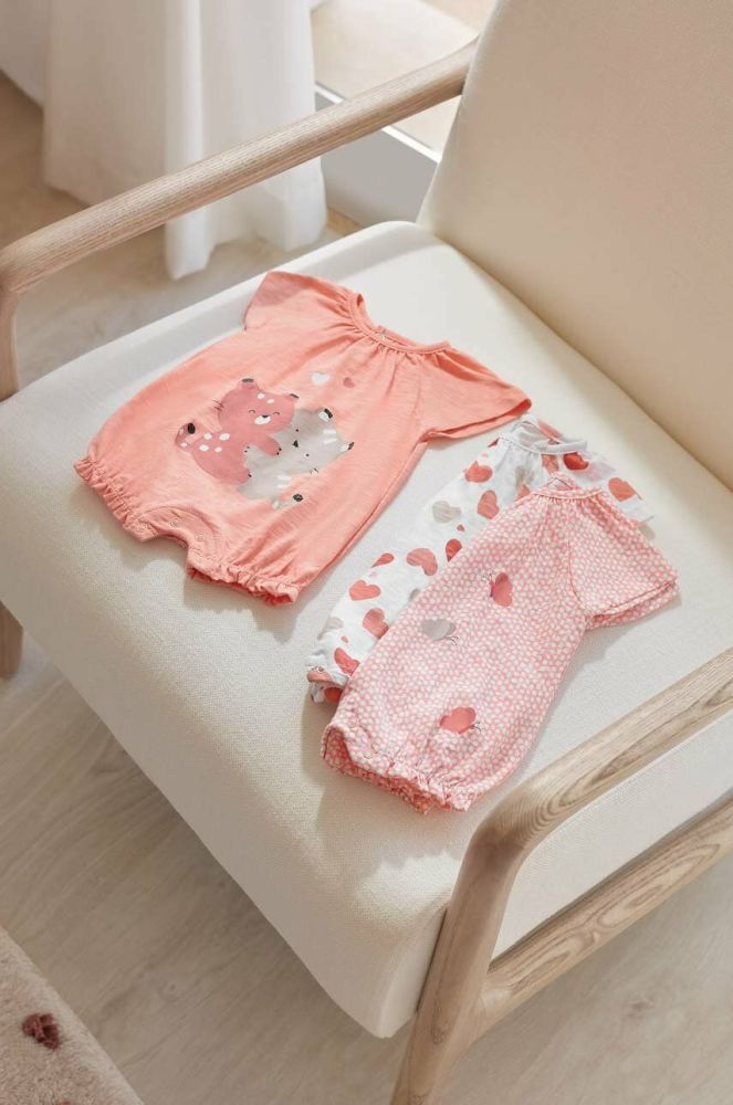 Бавовняний ромпер для немовлят Mayoral Newborn 3-pack колір помаранчевий (3061271)