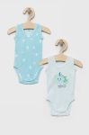 Дитяче бавовняне боді United Colors of Benetton 2-pack колір блакитний (3184812)