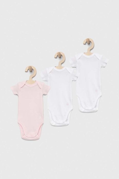 Дитяче бавовняне боді United Colors of Benetton 3-pack колір рожевий (3035537)