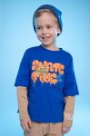 Дитячий бавовняний лонгслів Coccodrillo колір синій з принтом
