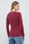 Бавовняний лонгслів Guess колір бордовий