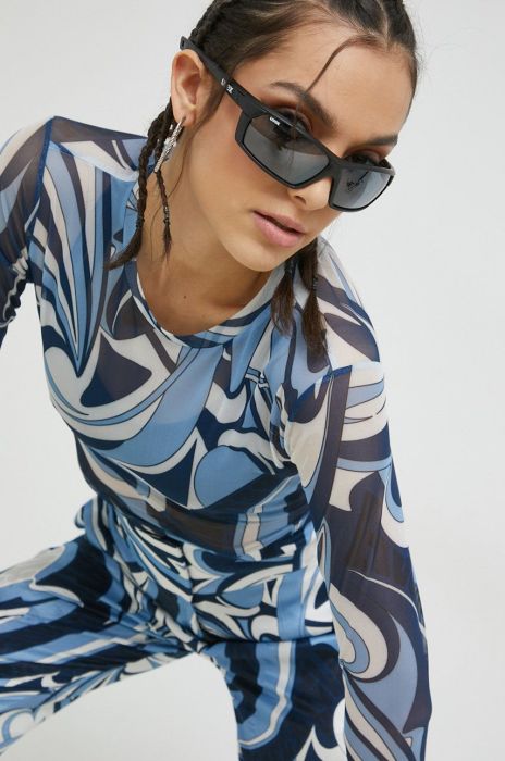 Лонгслів HUGO жіночий колір блакитний (2879510)