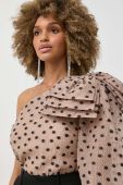 Блузка Custommade Scarlett жіноча колір бежевий візерунок