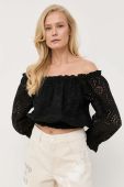 Бавовняна блузка Guess колір чорний