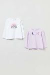 Бавовняний лонгслів для немовлят OVS 2-pack колір фіолетовий