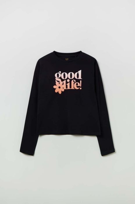 Дитячий лонгслів OVS колір чорний