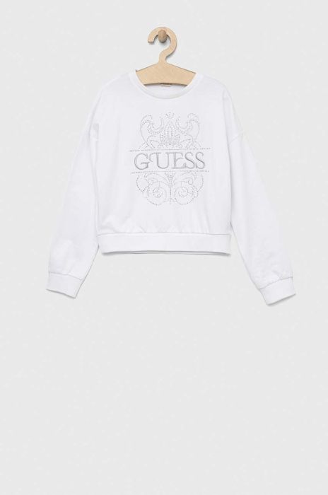 Дитяча бавовняна кофта Guess колір білий з аплікацією (3013419)
