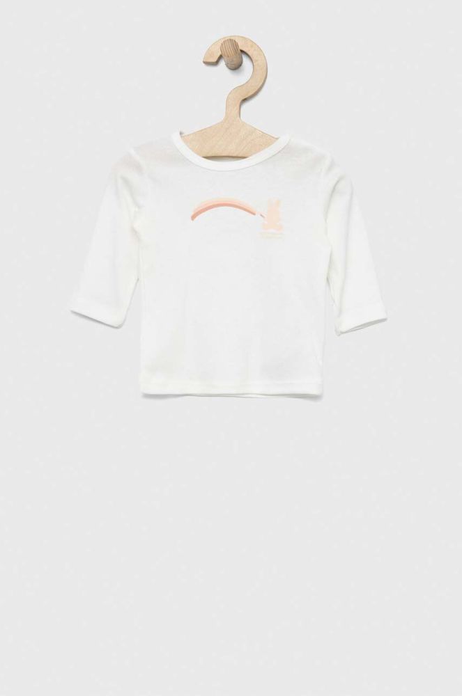 Бавовняний лонгслів для немовлят United Colors of Benetton колір бежевий (2979628)
