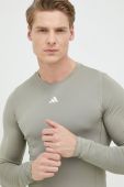 Лонгслів для тренувань adidas Performance колір зелений однотонний