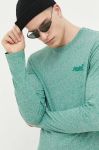 Бавовняний лонгслів Superdry колір бірюзовий з принтом